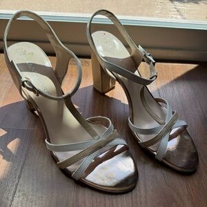 Franco Sarto Ebba Heels in Beige / white and blush metallic. 10 M sandals